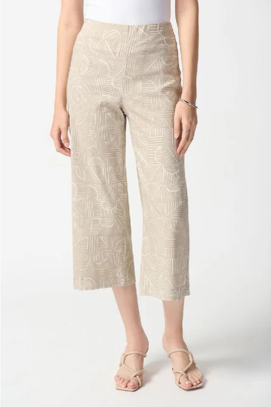 Joseph Ribkoff Dune/Vanilla Geometric Print Pull On Culotte Pants 242220