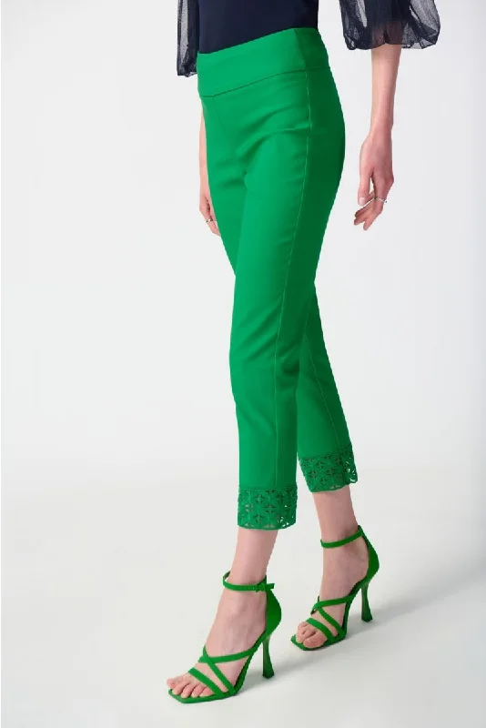 Joseph Ribkoff Embroidered Cutout Cuff Pull On Cropped Pants 241102