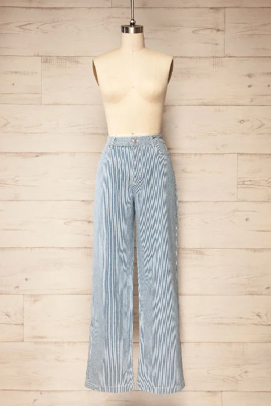 Merrick | Striped High-Waisted Wide Leg Jeans