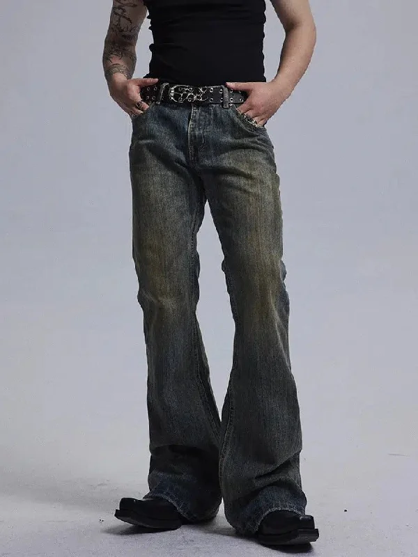 Slub Pattern Bootcut Jeans