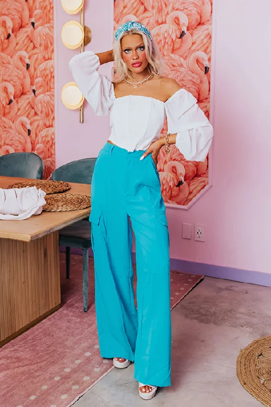 The Nikki High Waist Trousers In Sky Blue