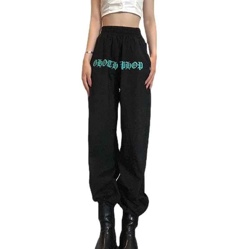 Women's Punk Letter Printed Jogger Pants