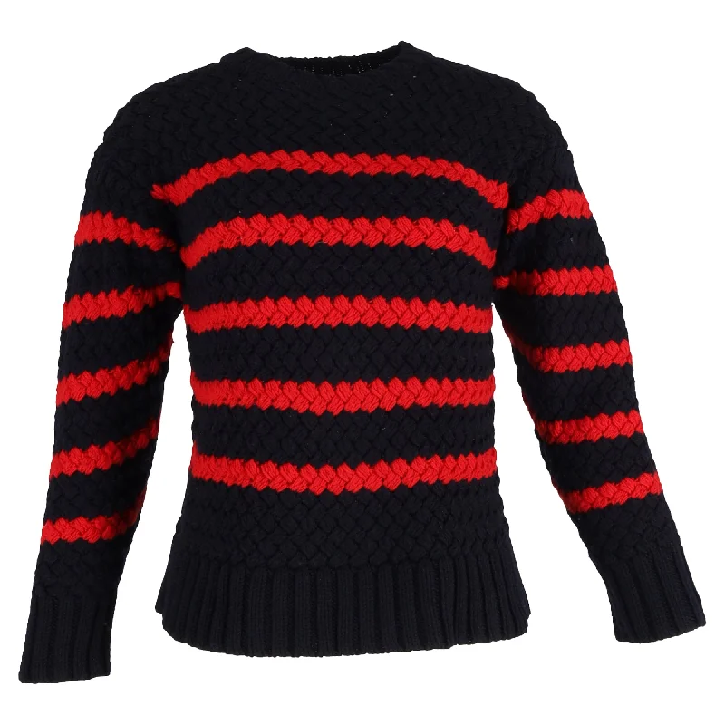 Alanui Striped Woven Sweater in Navy Blue and Red Wool