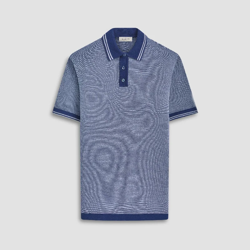 Bird's Eye Jacquard Short-Sleeved Polo Sweater