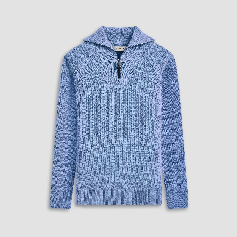 Fisherman Rib-Stitch Quarter-Zip Sweater