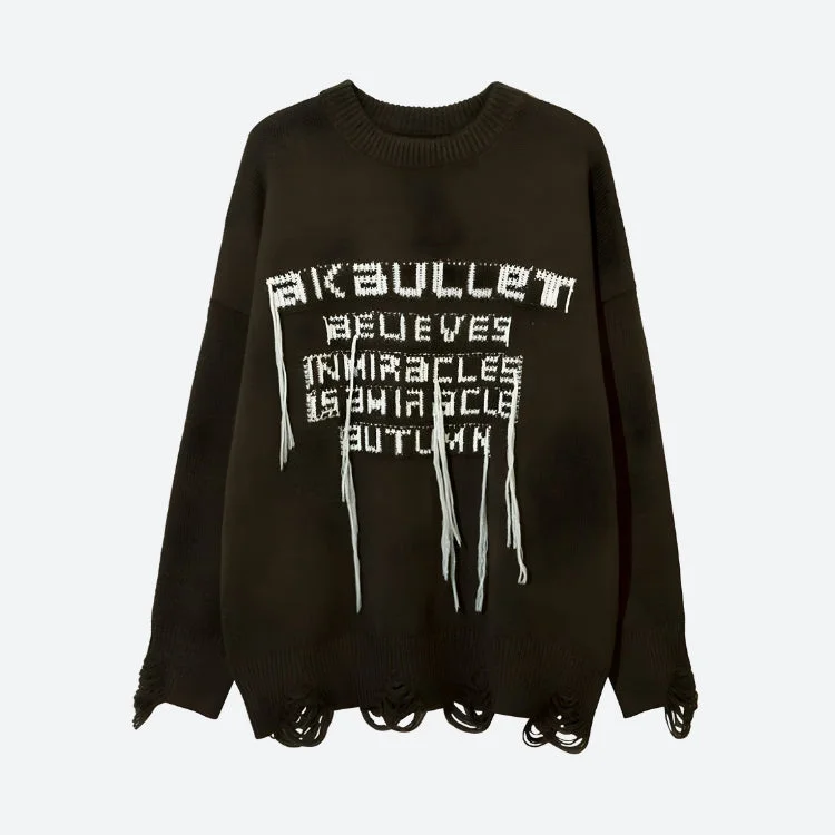 Grunge AK-Bullet Tasseled Sweater