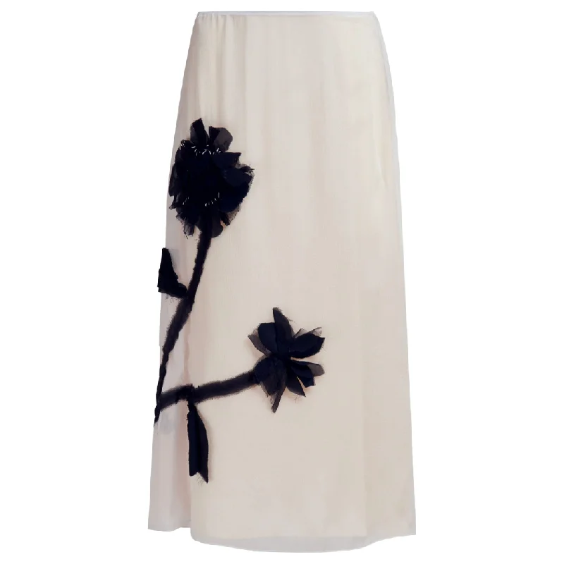 FLORAL TULLE SILK SKIRT