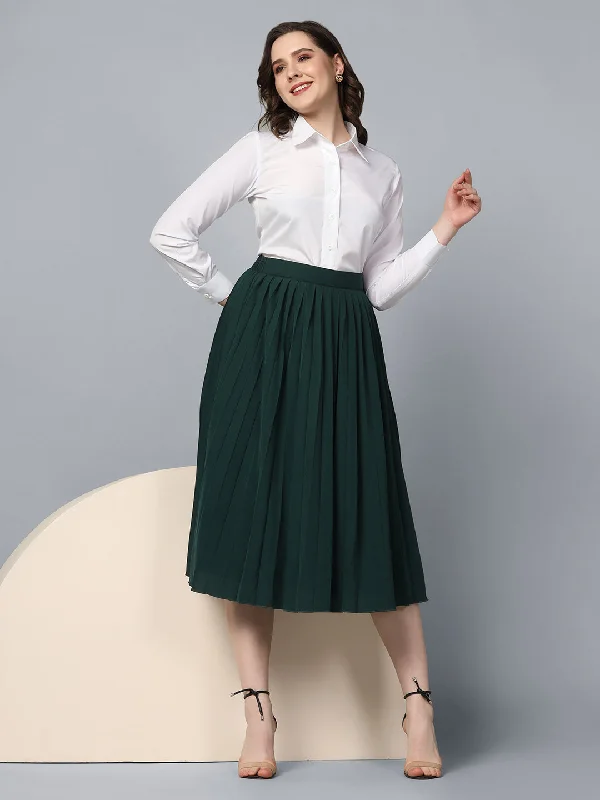 Pleated skirt- Bottle green