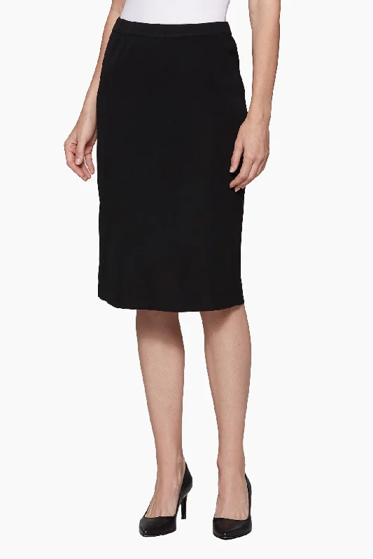 Plus Size Below the Knee Straight Knit Skirt, Black