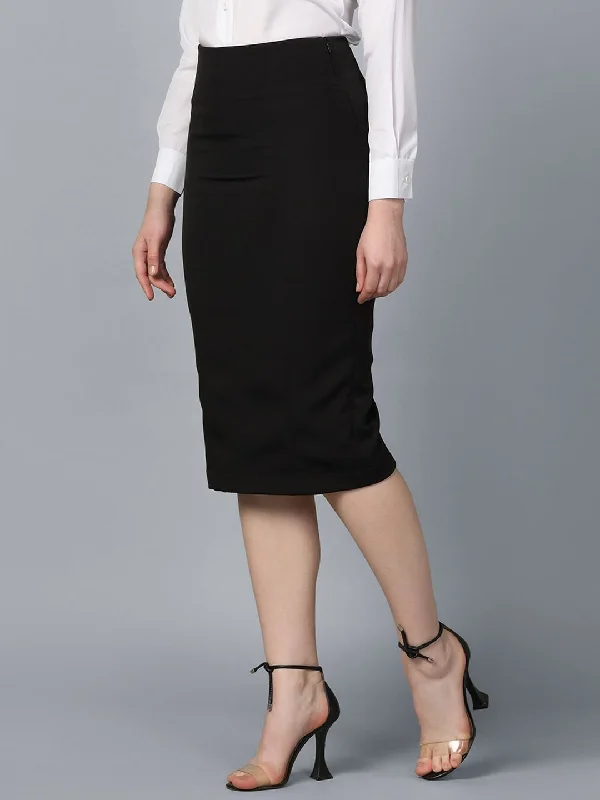 Stretch Pencil Skirt- Black