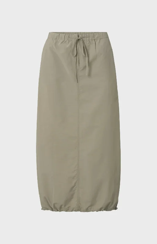 Nylon Cargo Winter Twig Beige Midi Skirt