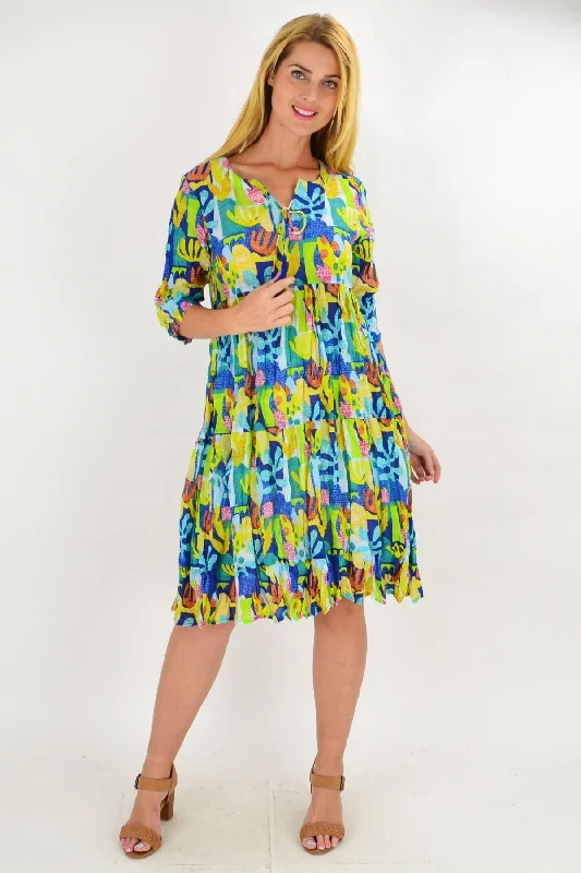 Great Barrier Reef Tie Neck Tunic Dress