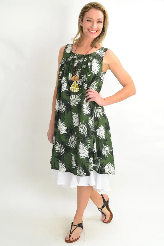 Green Frilly Fern Tunic Dress