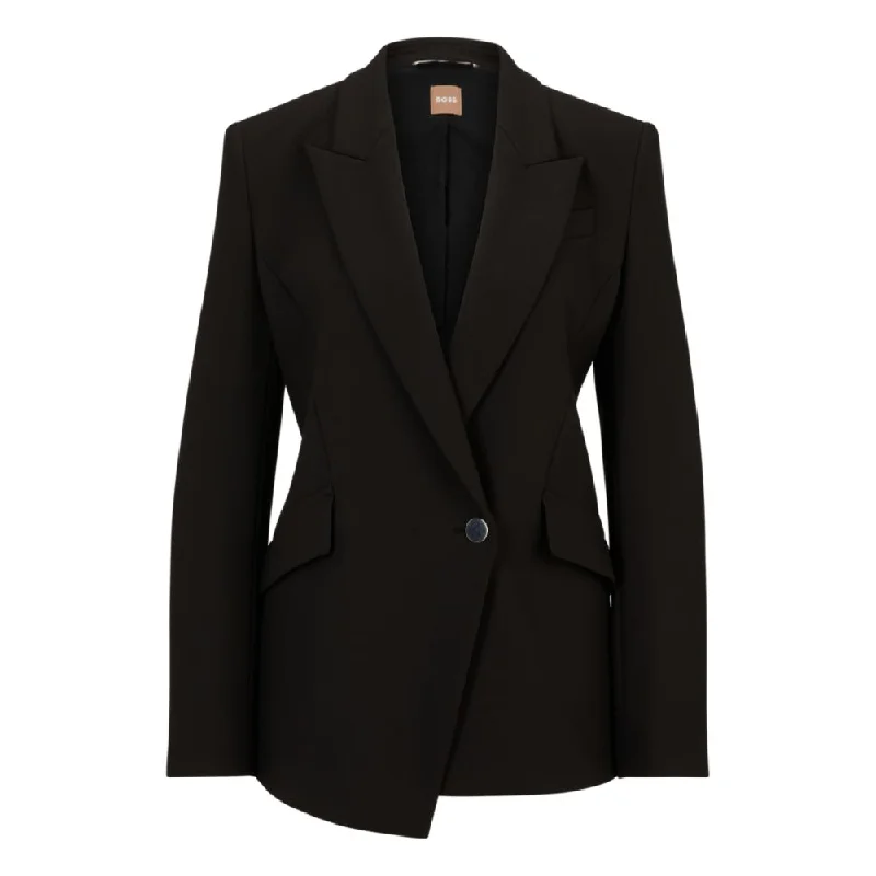 Regular-fit jacket in stretch fabric with asymmetric front