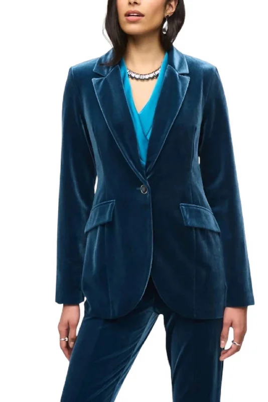 Velvet Fitted Blazer In Nightfall