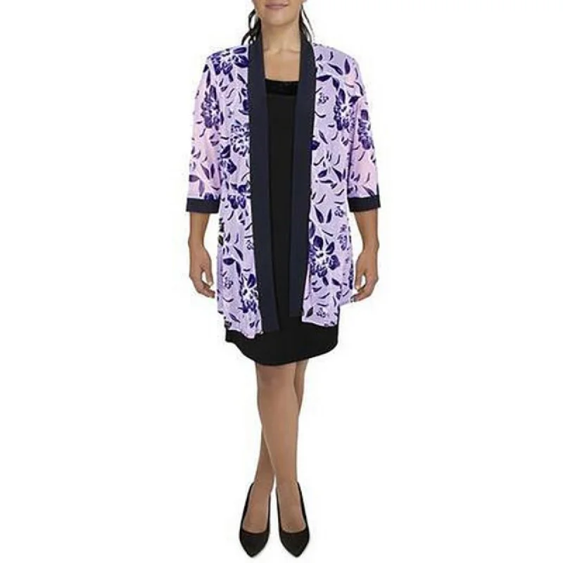 Womens Mesh Printed Duster Blazer