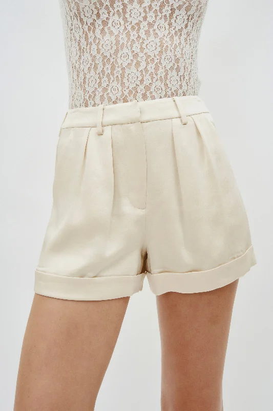 Devan Pleated Ecru Shorts