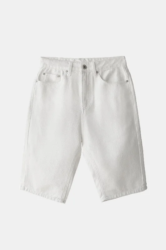 Half White Denim Short