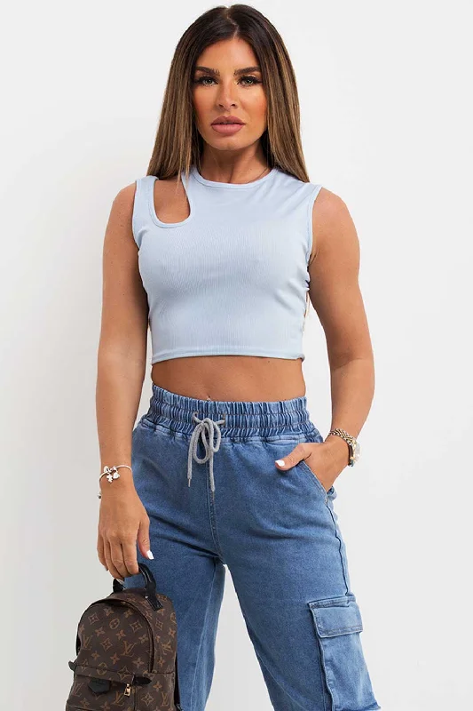 Baby Blue Cut Out Crop Top