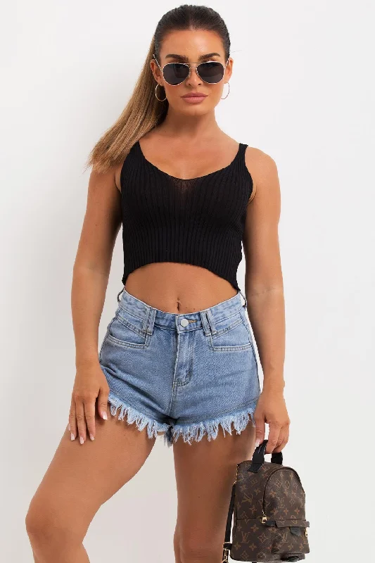 Knitted Crop Top Black