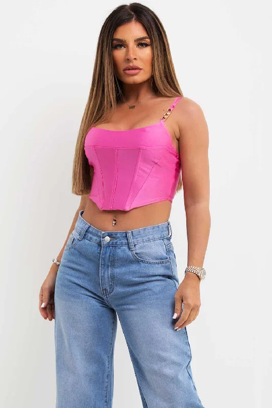 Pink Corset Top With Gold Chain