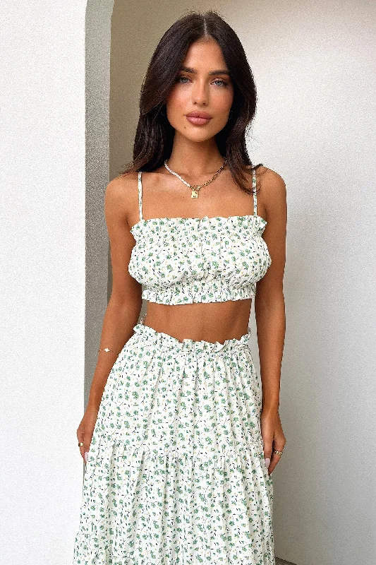 Selina Crop - Green Floral