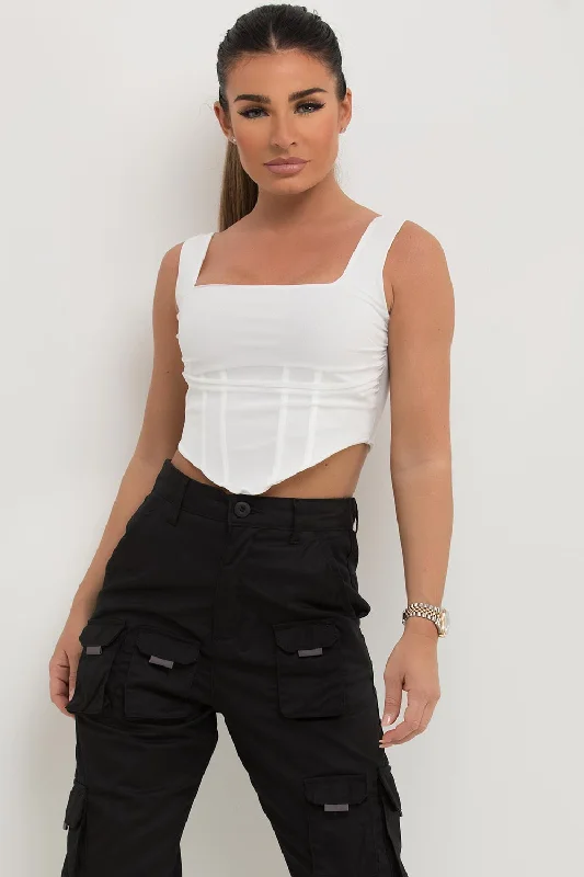 White Mesh Corset Top