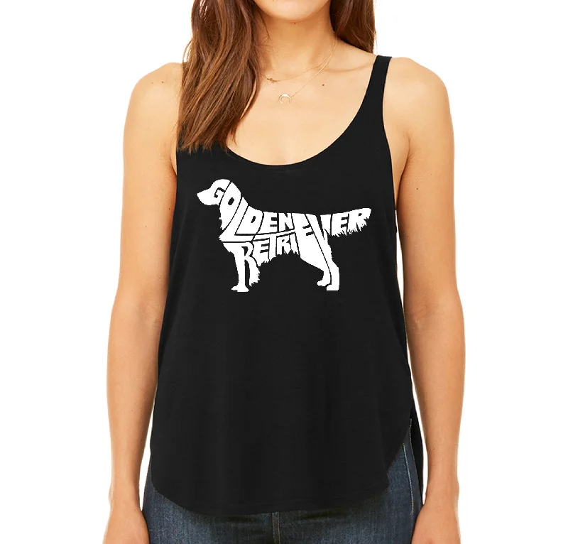 Golden Retriever - Women's Premium Word Art Flowy Tank Top